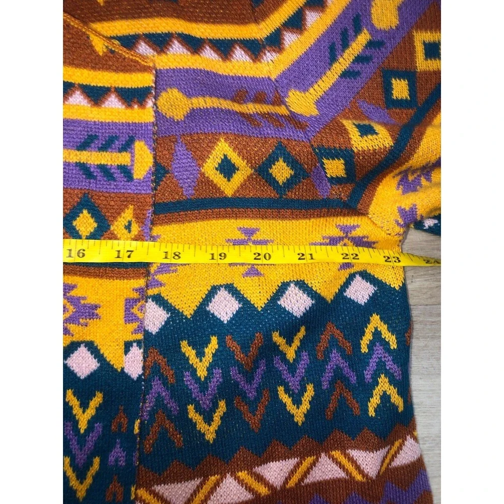 Andre by Unit Cardigan Sweater Women's 1X Orange Stripe Aztec Southweatern‎ Boho